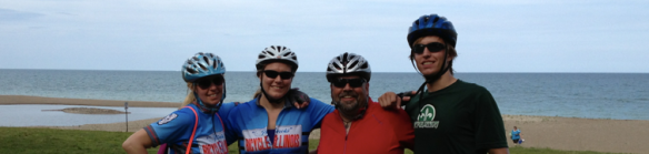 Meeting people is always a highlight of any Event Ride.  Here I am with Lyndsy, Dierdra, and Eric "The Young" on the Lakefront in Kenosha, WI.  At this point we are about 3 miles short of the first Century Ride for each of us.